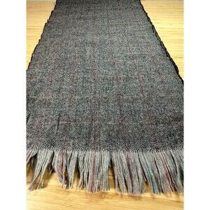 Pendleton Scarf Vtg 100% Virgin Wool Plaid Tartan Fringe USA Winter Gray Classic